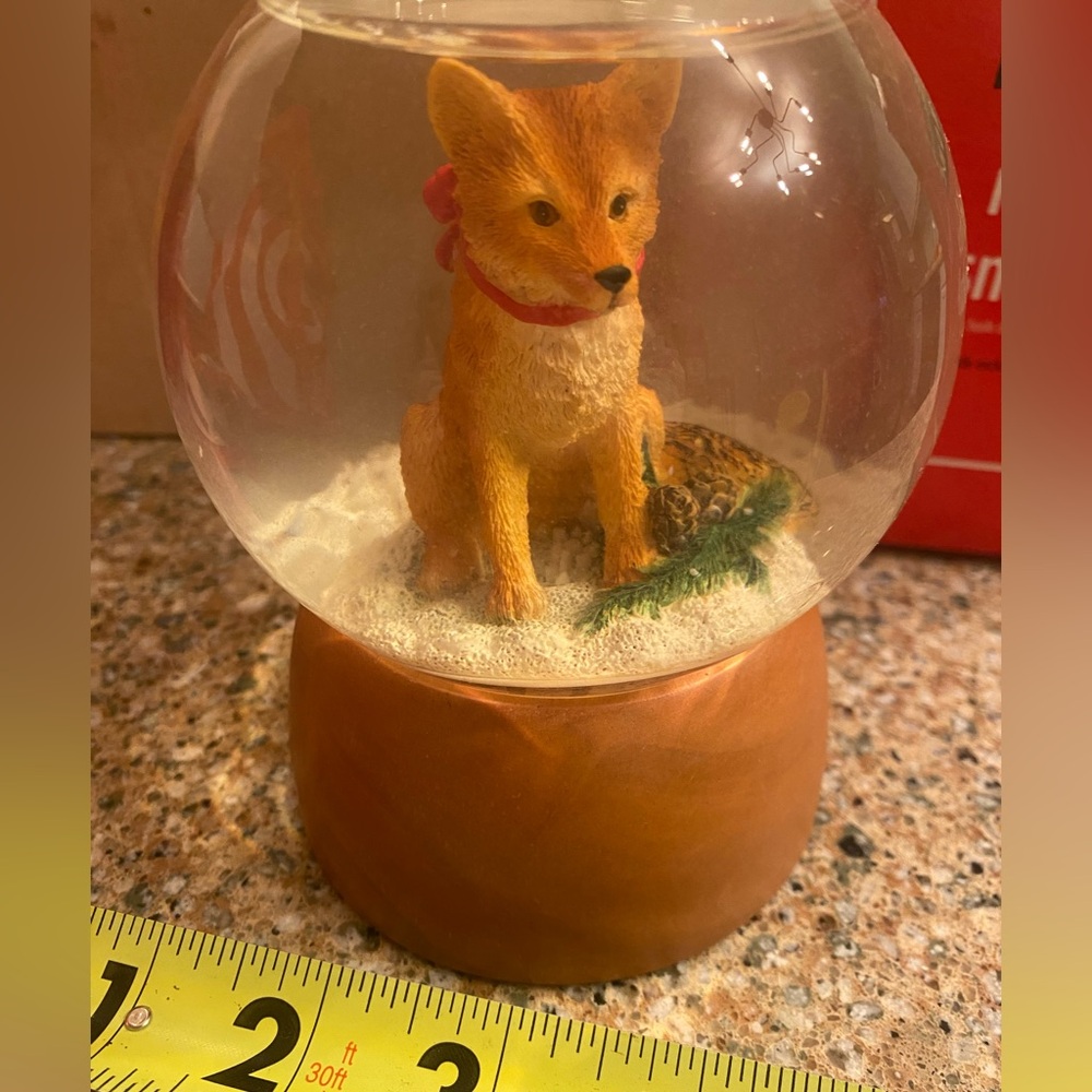 Eddie Bauer red Fox snow globe